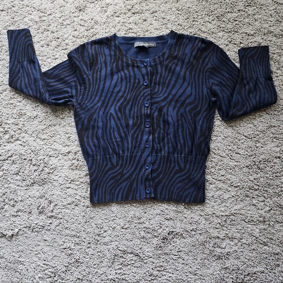 Forever 21 Blue Zebra Print Cardigan - Picture 1 of 3